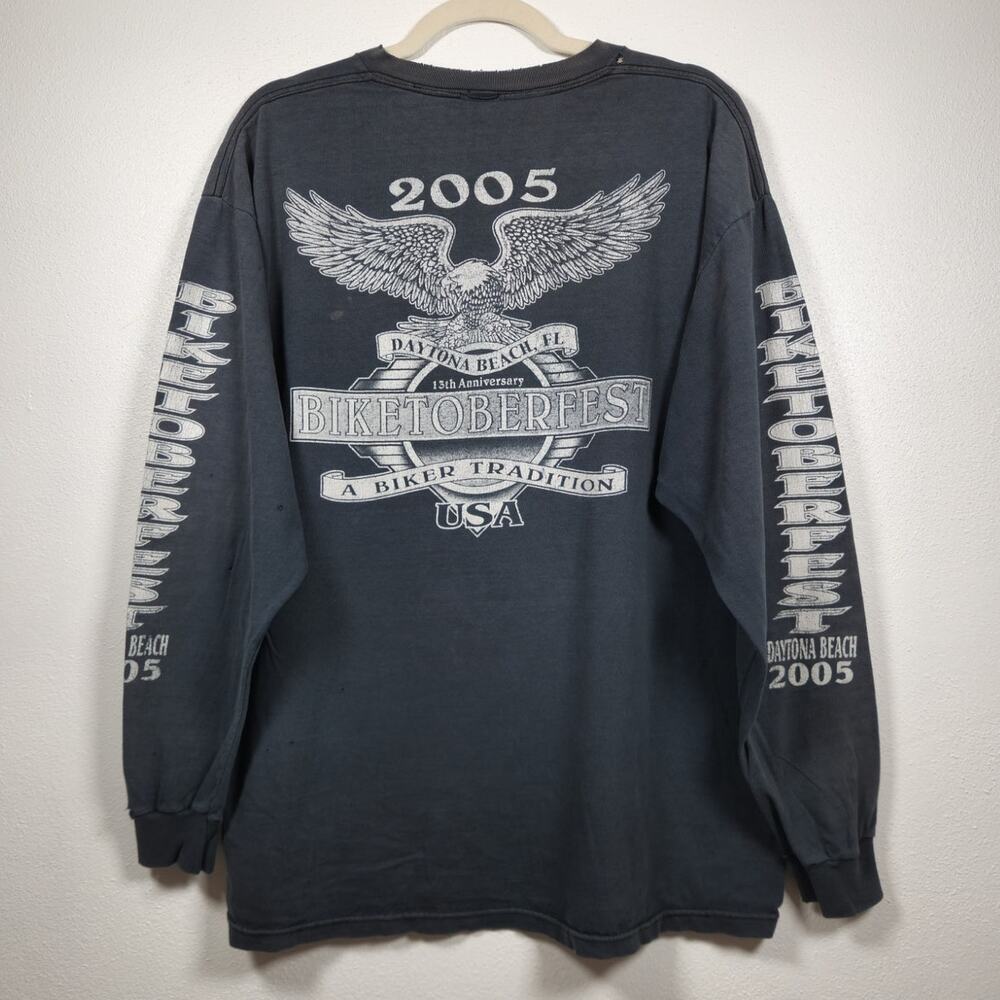 Vintage Harley Davidson Biker Biketoberfest Black Long Sleeve Shirt Skate Grunge